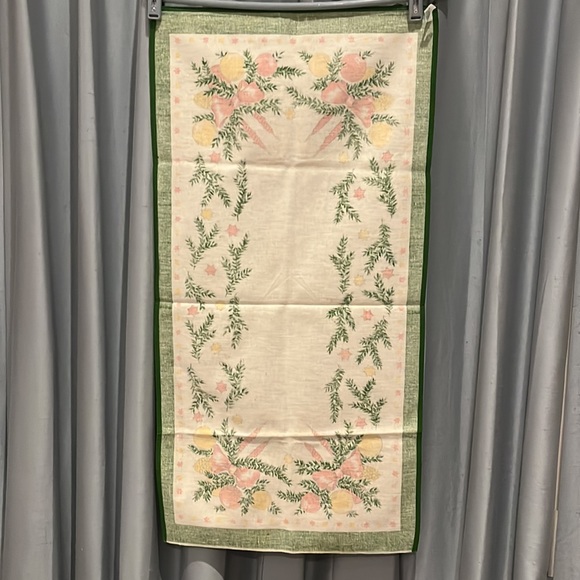 Colorful Christmas Table Runner Candles, Bows, Ornaments Pine Boughs/Cones Stars - Picture 9 of 16